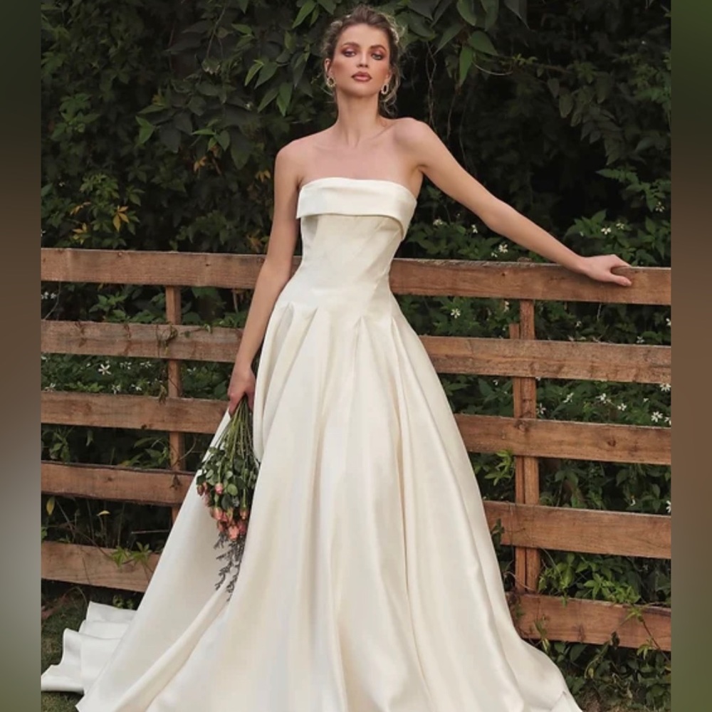 Custom made satin finish wedding gown